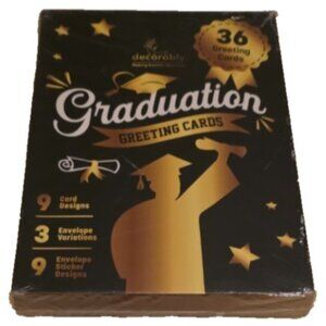 Decorably Graduation Greeting Cards Set of 36 w Envelopes Stickers 9 Designs NWT
